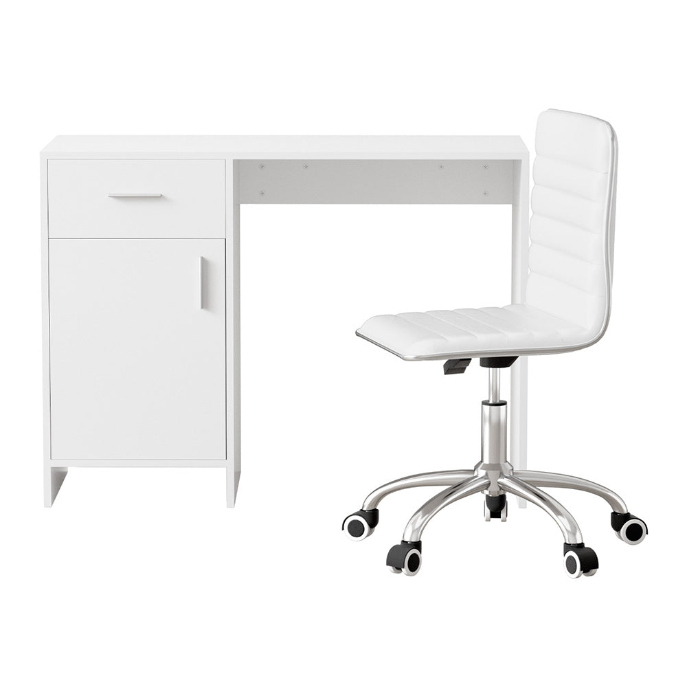 Artiss Computer Desk Office Chair Set PU Leather Home Study Table 100cm White-Furniture > Office > Desks-PEROZ Accessories