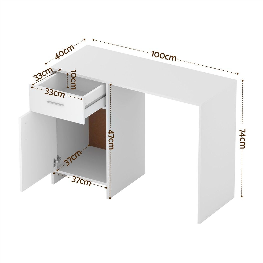 Artiss Computer Desk Drawer Cabinet White 100CM-Office Desks-PEROZ Accessories
