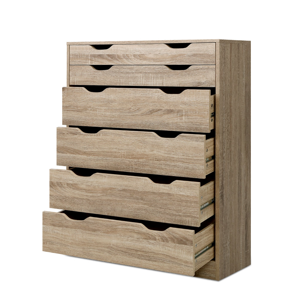 Artiss 6 Chest of Drawers - MYLA Oak-Furniture > Living Room-PEROZ Accessories