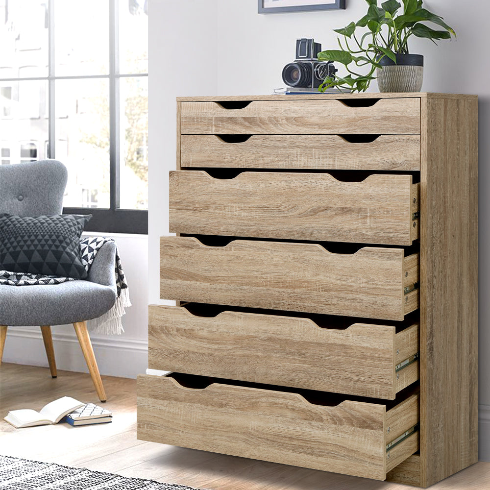 Artiss 6 Chest of Drawers - MYLA Oak-Furniture > Living Room-PEROZ Accessories