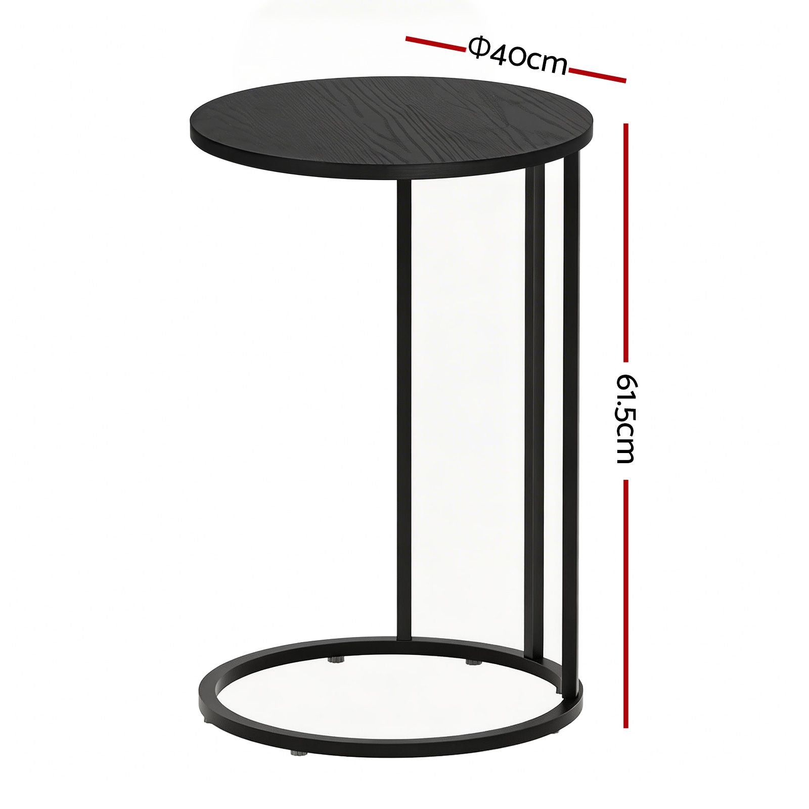 Artiss C Shaped End Table Set of 2 Coffee Table Side Table Round Black-Furniture > Living Room > Coffee Tables-PEROZ Accessories