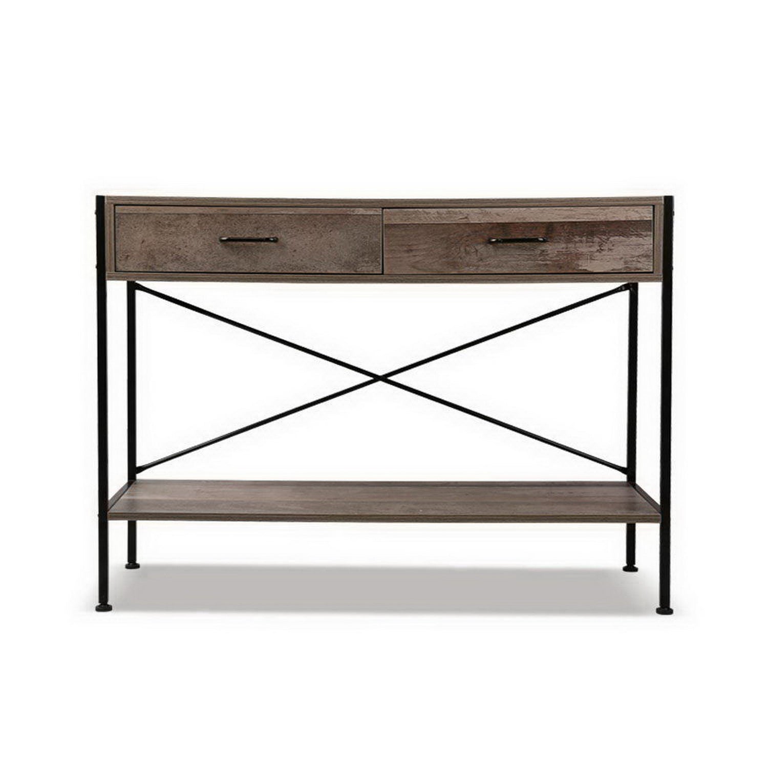 Artiss Console Table 2 Drawers Walnut Marconi-Console Tables-PEROZ Accessories