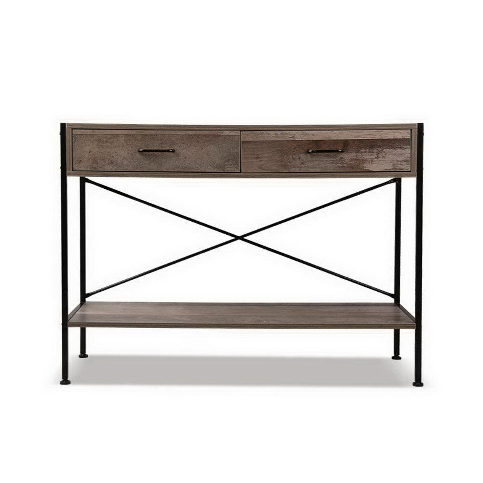 Artiss Console Table 2 Drawers Walnut Marconi-Console Tables-PEROZ Accessories