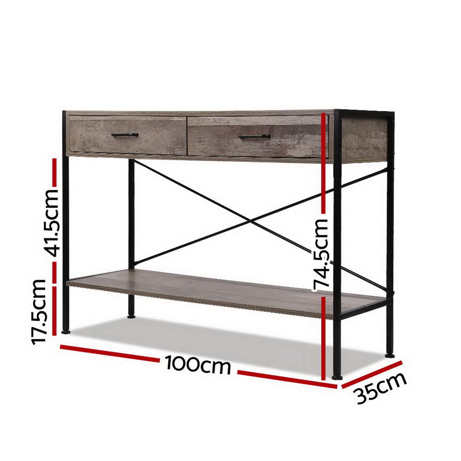 Artiss Console Table 2 Drawers Walnut Marconi-Console Tables-PEROZ Accessories