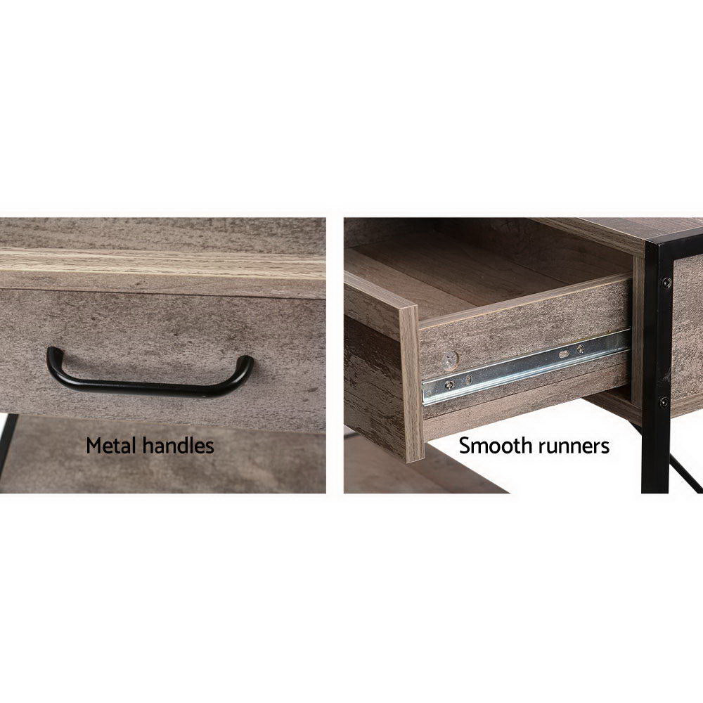 Artiss Console Table 2 Drawers Walnut Marconi-Console Tables-PEROZ Accessories