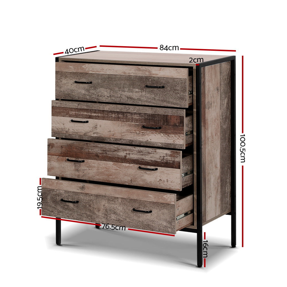 Artiss 4 Chest of Drawers - BARNLY-Furniture > Bedroom-PEROZ Accessories