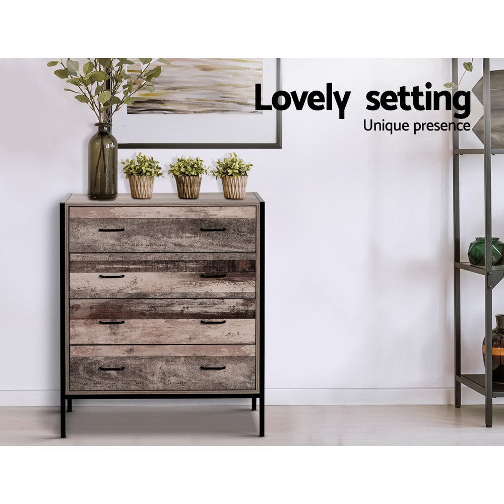 Artiss 4 Chest of Drawers - BARNLY-Furniture > Bedroom-PEROZ Accessories