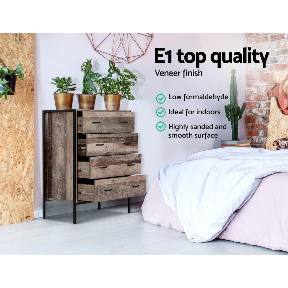 Artiss 4 Chest of Drawers - BARNLY-Furniture > Bedroom-PEROZ Accessories