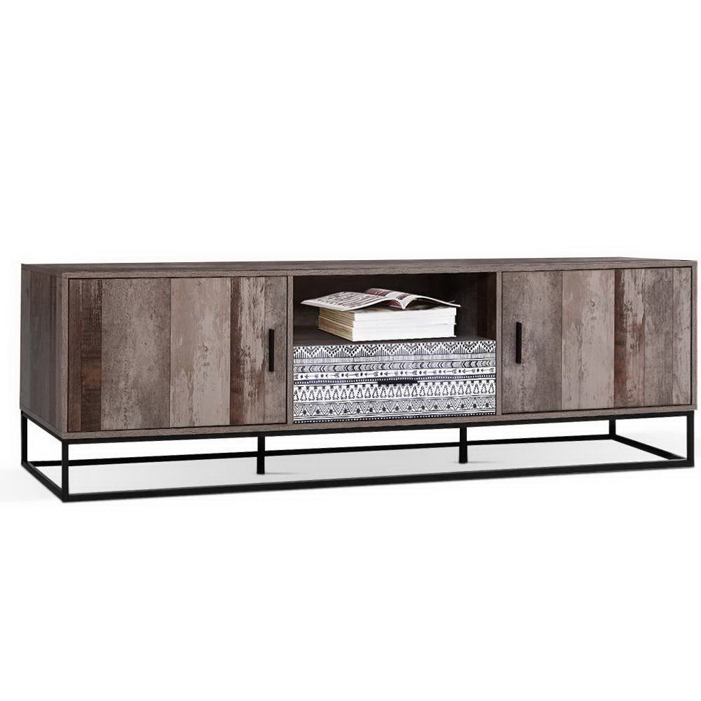 Artiss TV Cabinet Entertainment Unit Stand Storage Wooden Industrial Rustic 180cm-Entertainment Units-PEROZ Accessories