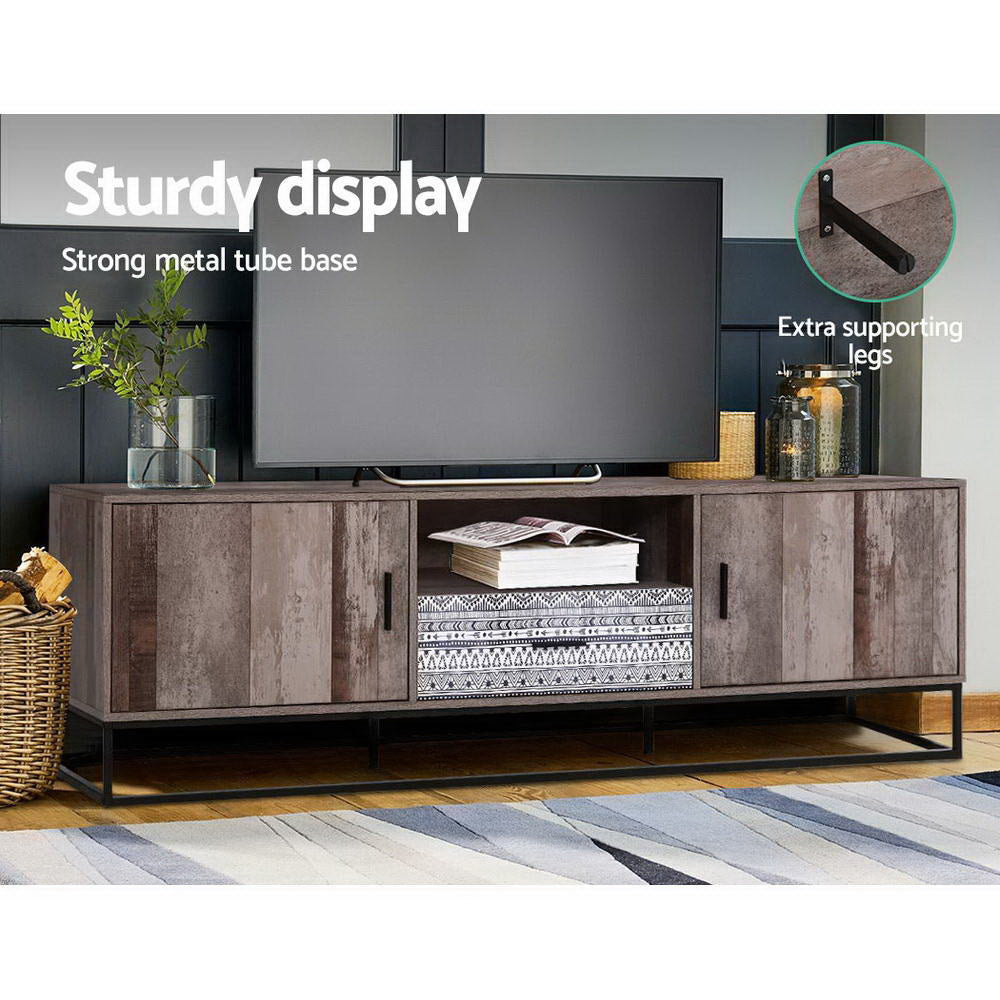 Artiss TV Cabinet Entertainment Unit Stand Storage Wooden Industrial Rustic 180cm-Entertainment Units-PEROZ Accessories