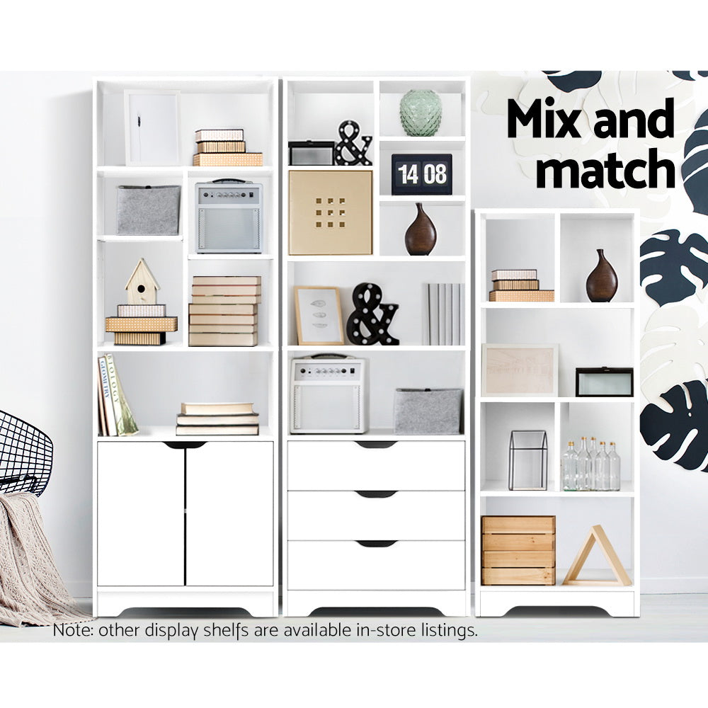 Artiss Bookshelf with Drawers - NANA White-Furniture > Living Room-PEROZ Accessories