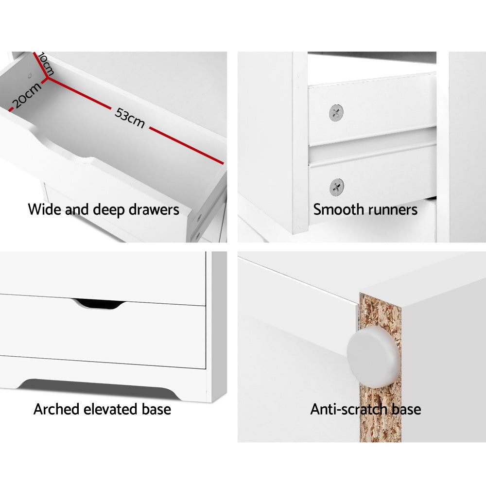 Artiss Bookshelf with Drawers - NANA White-Furniture > Living Room-PEROZ Accessories
