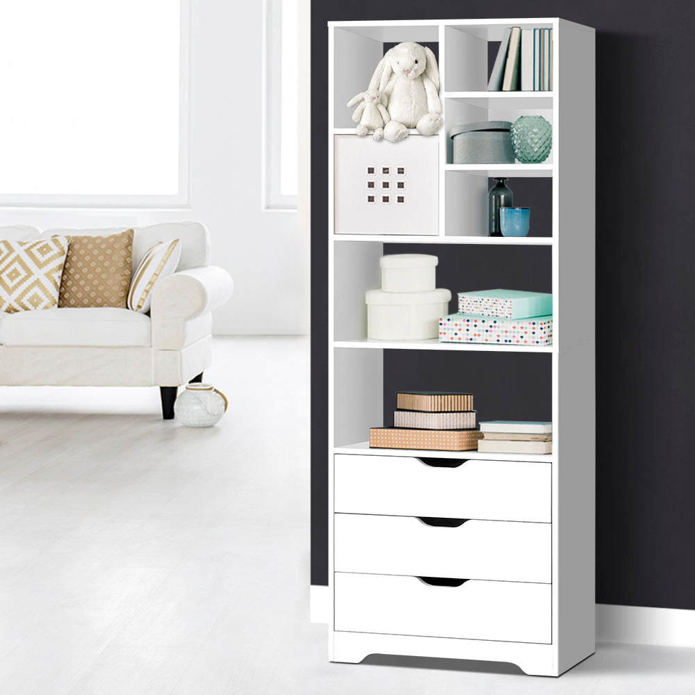 Artiss Bookshelf with Drawers - NANA White-Furniture > Living Room-PEROZ Accessories