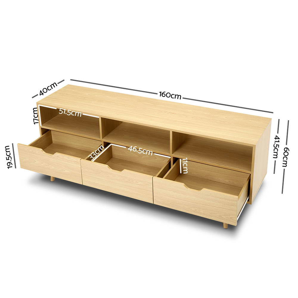 Artiss Wooden Scandinavian Entertainment Unit - Natural-Entertainment Units-PEROZ Accessories