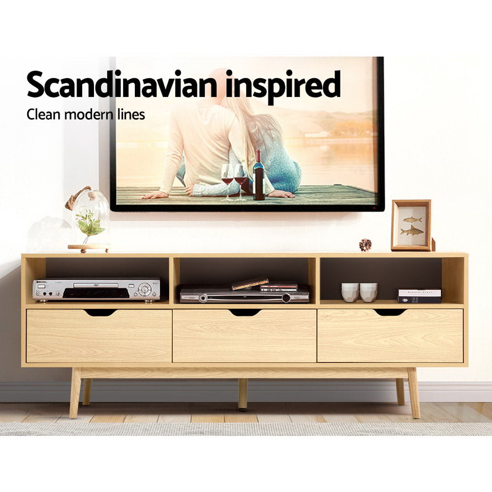 Artiss Wooden Scandinavian Entertainment Unit - Natural-Entertainment Units-PEROZ Accessories