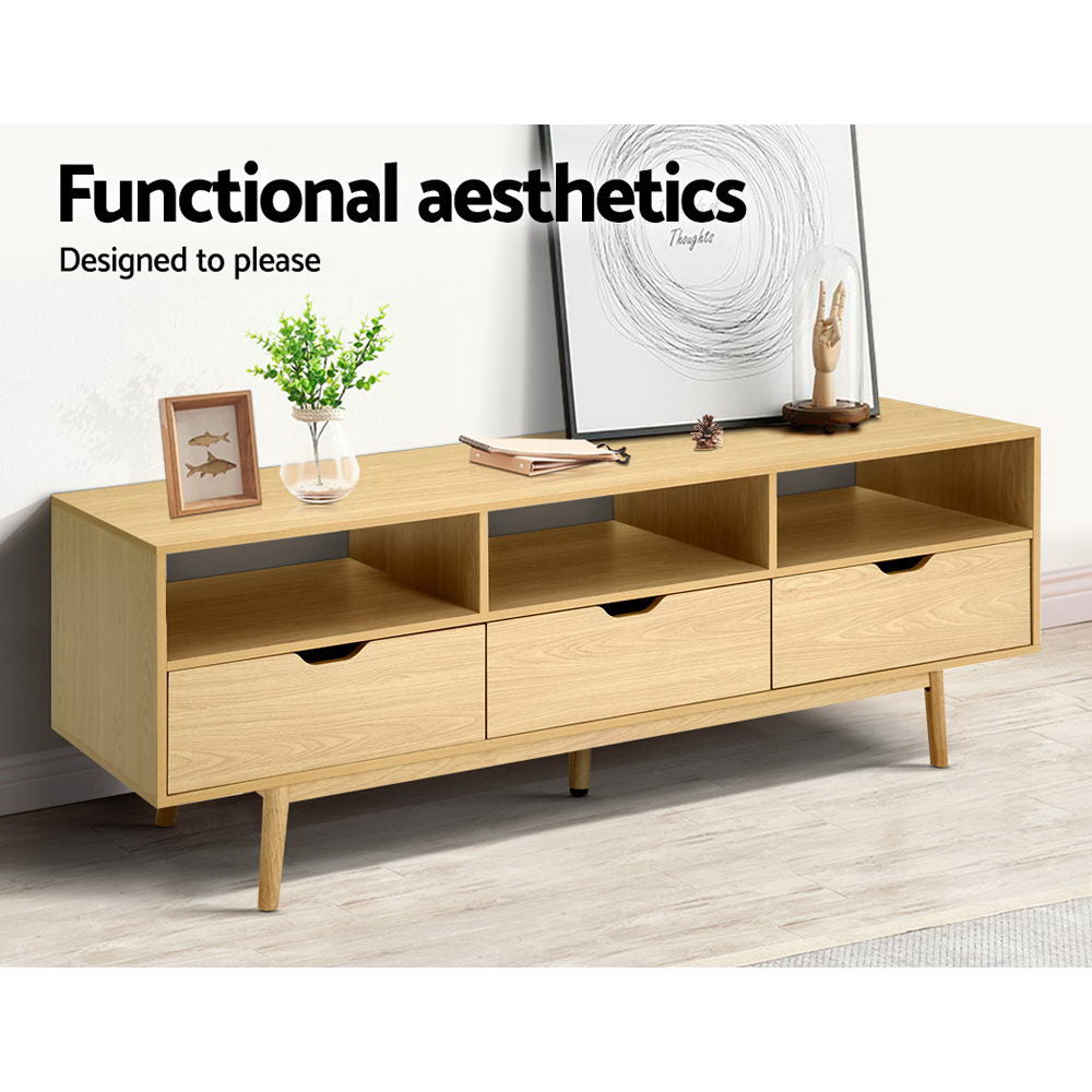 Artiss Wooden Scandinavian Entertainment Unit - Natural-Entertainment Units-PEROZ Accessories