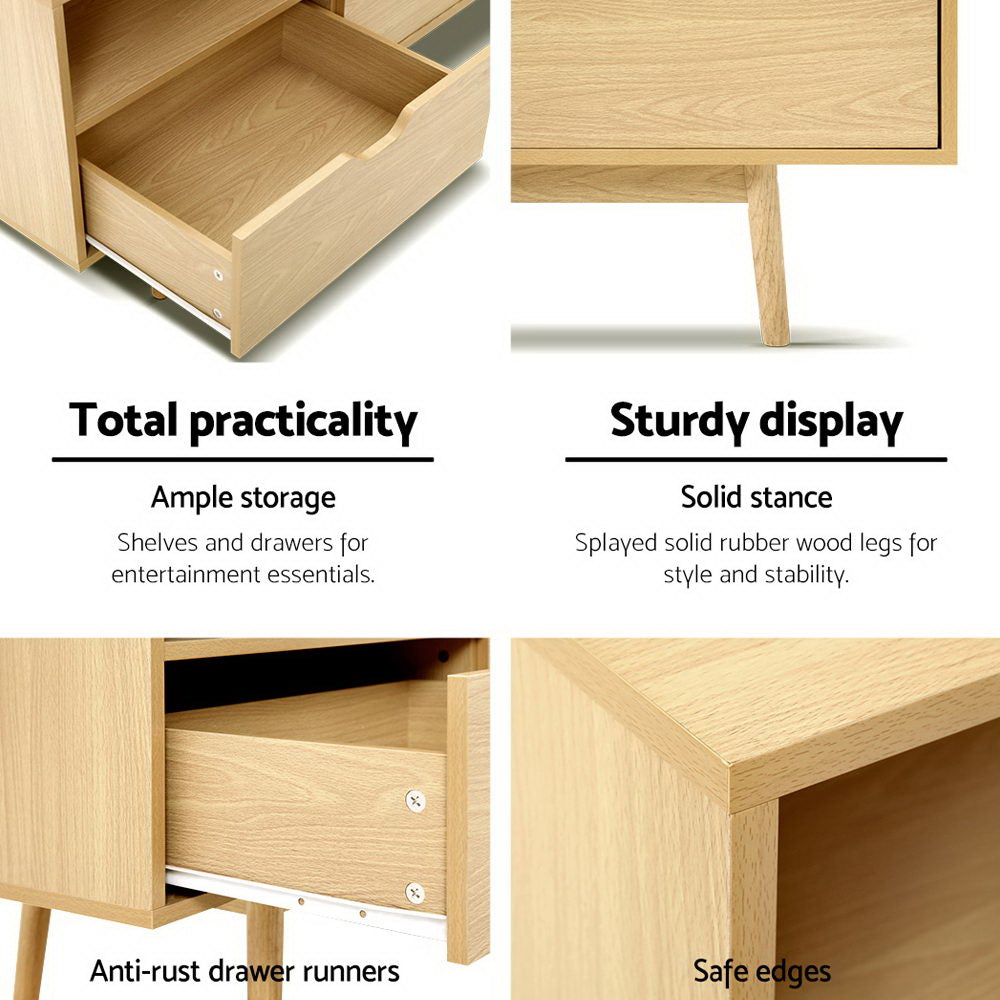Artiss Wooden Scandinavian Entertainment Unit - Natural-Entertainment Units-PEROZ Accessories