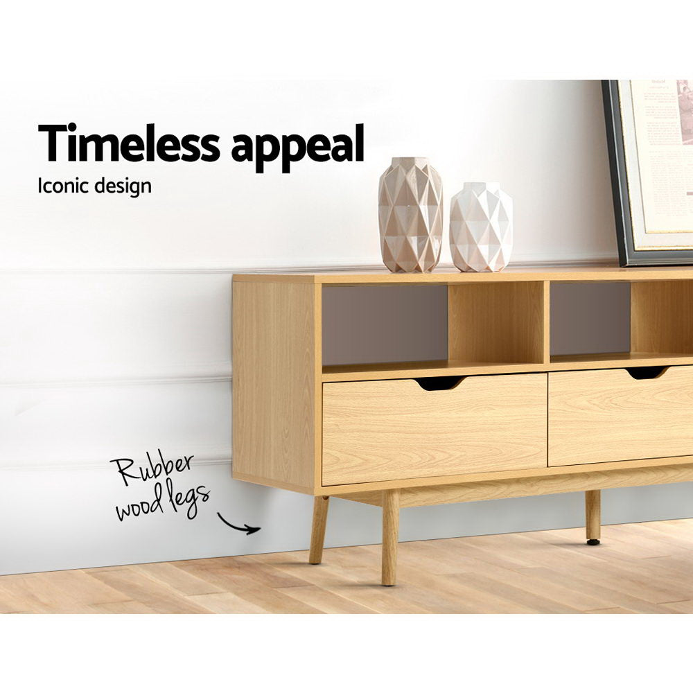 Artiss Wooden Scandinavian Entertainment Unit - Natural-Entertainment Units-PEROZ Accessories