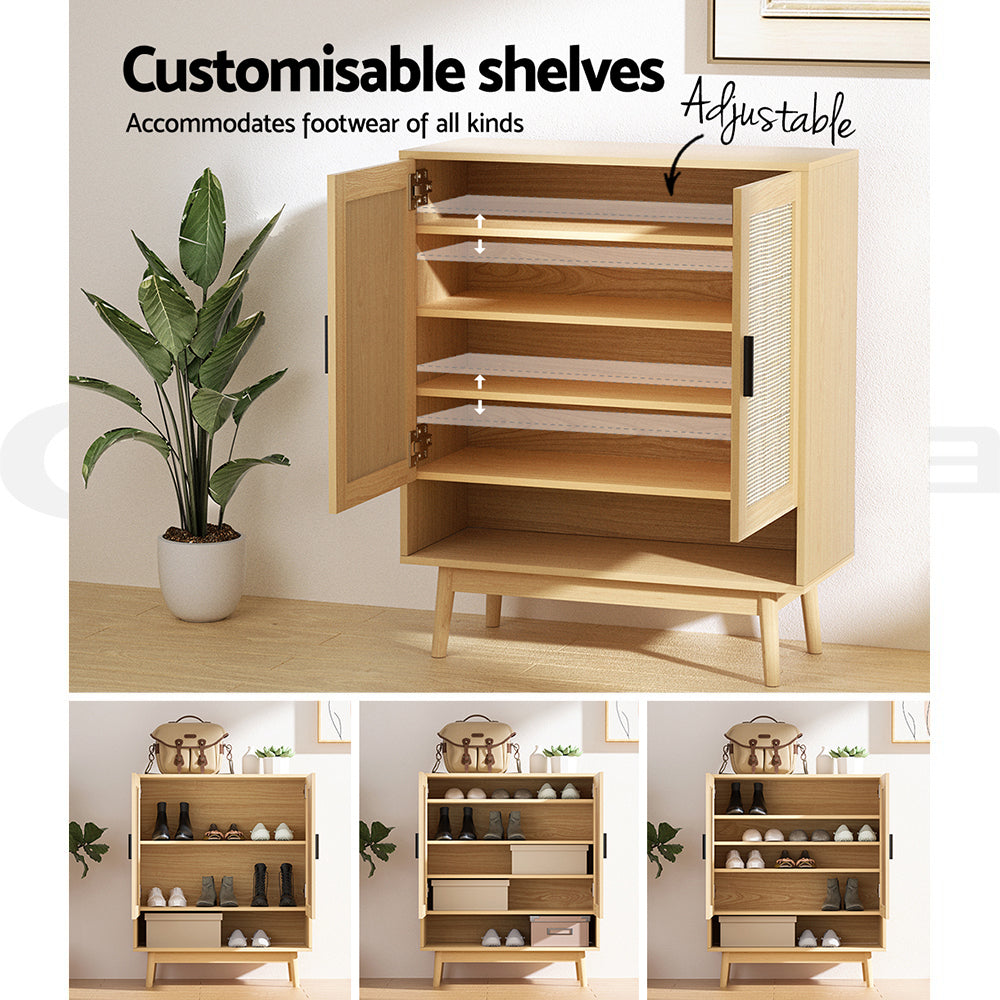 Artiss Shoe Rack Cabinet Rattan 5-tier 20 Pairs Dani-Shoe Storage Cabinets-PEROZ Accessories