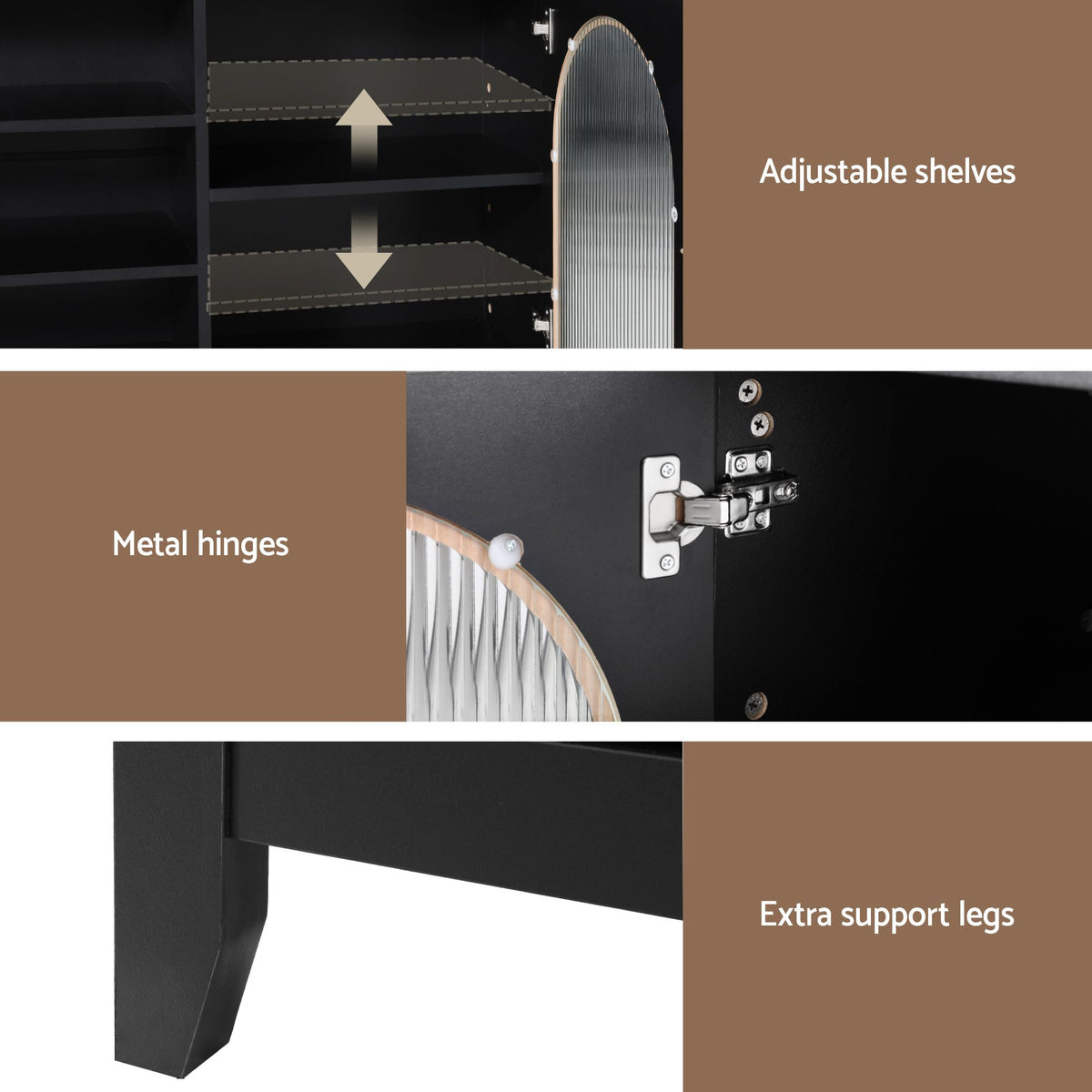 Artiss Buffet Sideboard Shelves Double Doors - Black-Furniture > Living Room-PEROZ Accessories