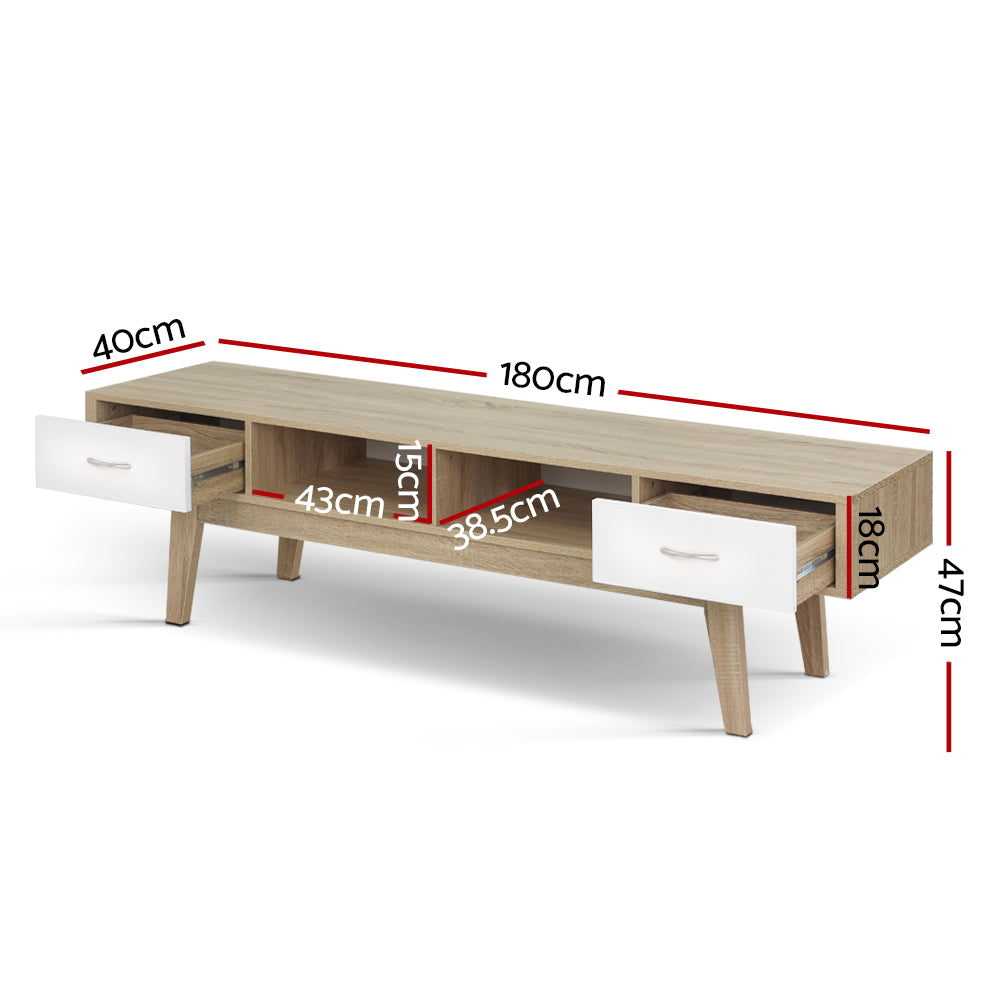 Artiss TV Cabinet Entertainment Unit Stand Storage Drawer Scandinavian 180cm Oak-Entertainment Units-PEROZ Accessories