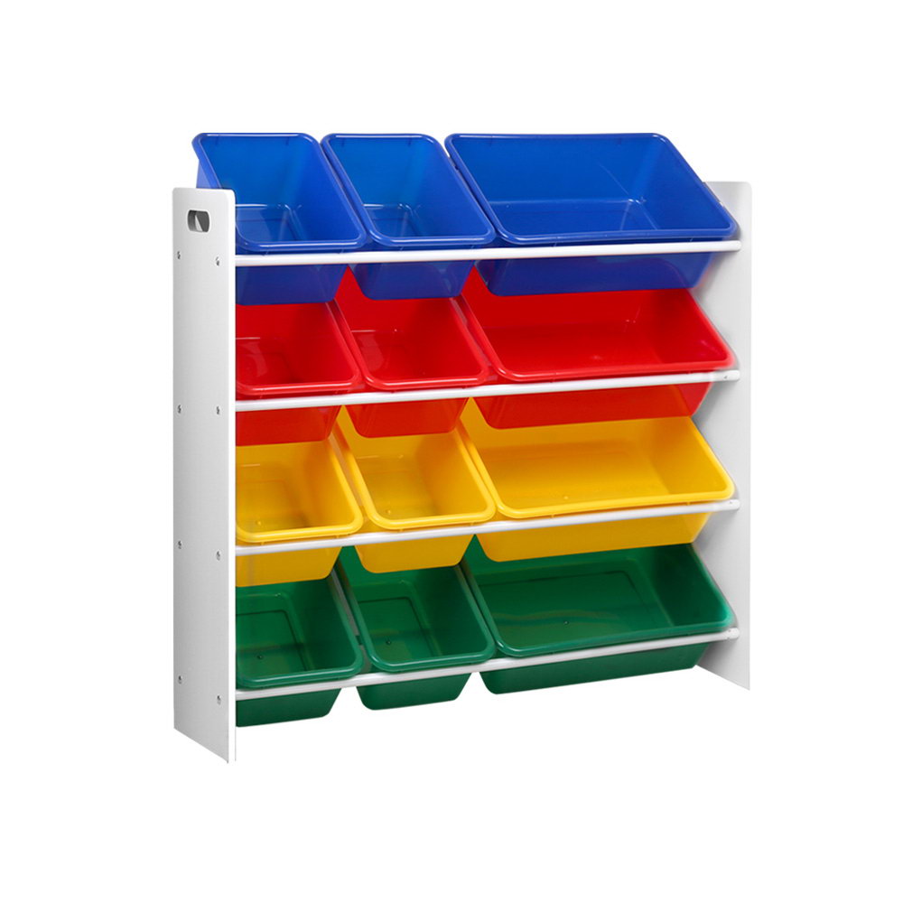 Keezi Kids Toy Box 12 Bins Bookshelf Organiser Children Storage Rack-Toy Organisers-PEROZ Accessories