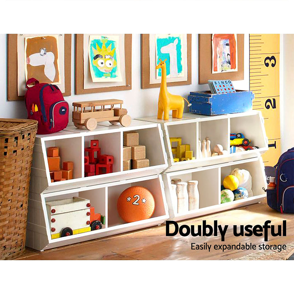 Keezi Kids Toy Box Bookshelf Storage Bookcase Organiser Display Stackable-Bookcases & Shelves-PEROZ Accessories