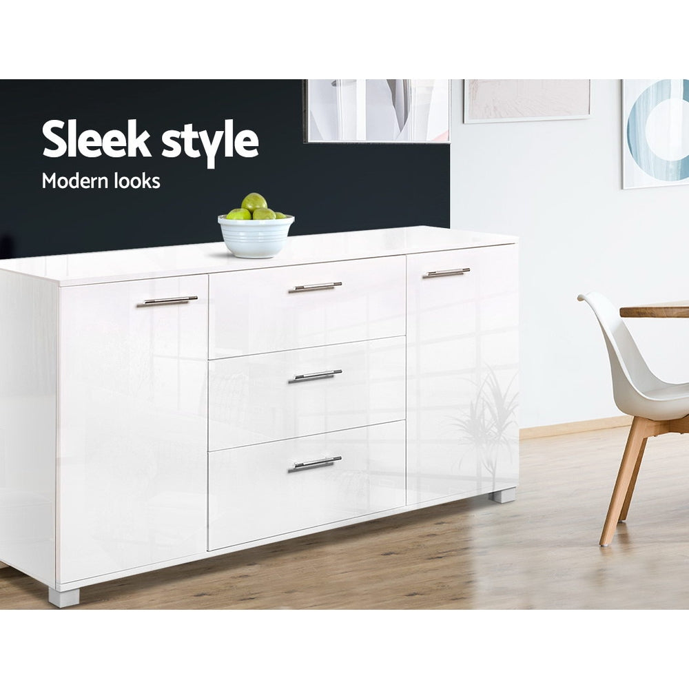 Artiss Buffet Sideboard High Gloss - White-Furniture > Living Room-PEROZ Accessories