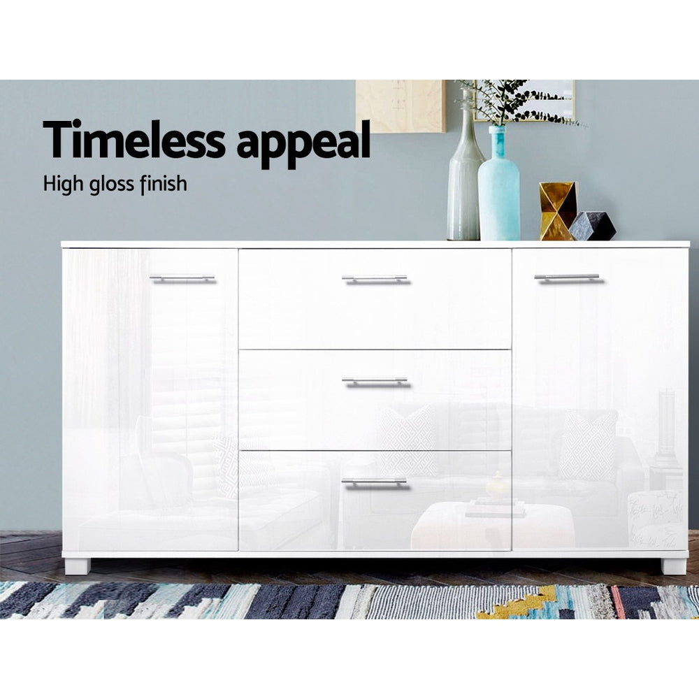 Artiss Buffet Sideboard High Gloss - White-Furniture > Living Room-PEROZ Accessories