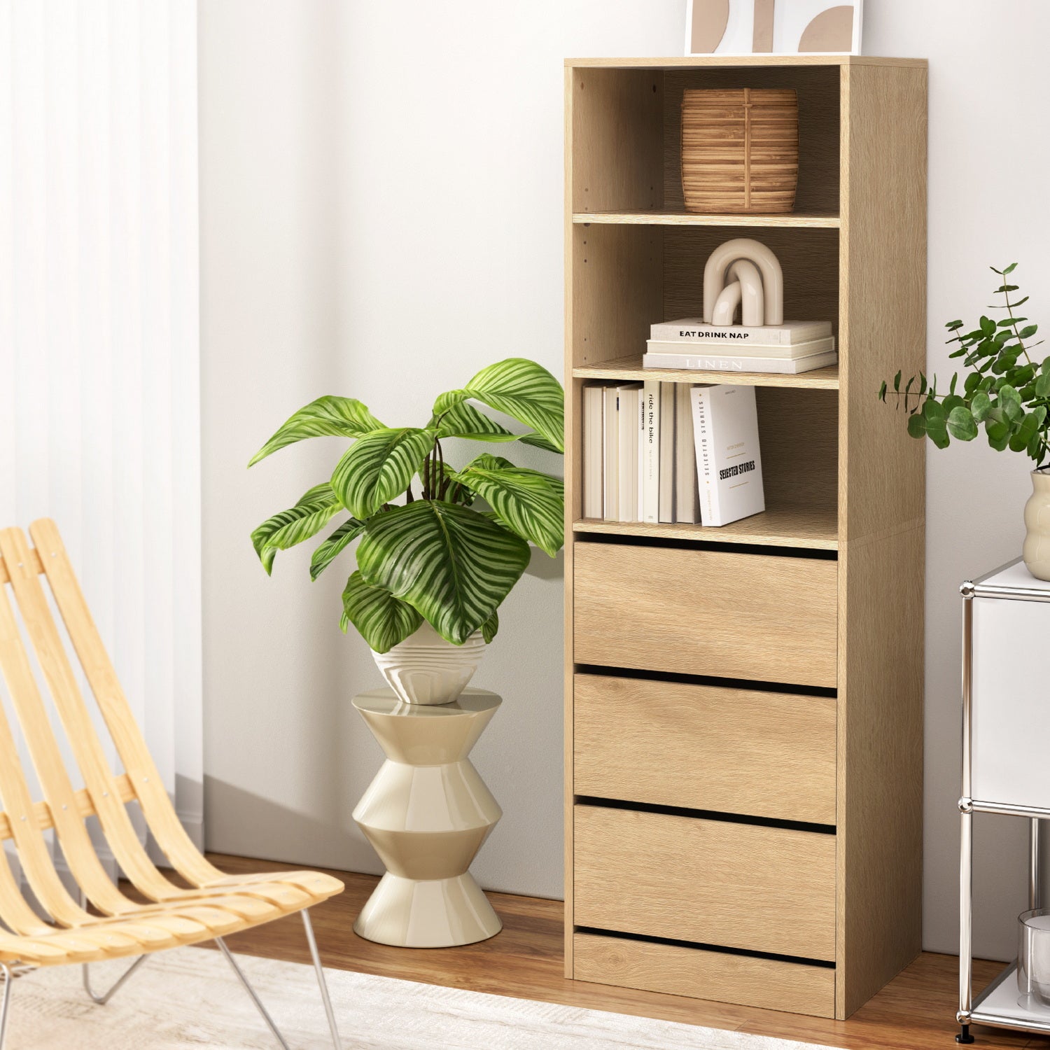 Artiss 3 Chest of Drawers Tallboy Cabinet Pine-Furniture > Bedroom > Dressers-PEROZ Accessories