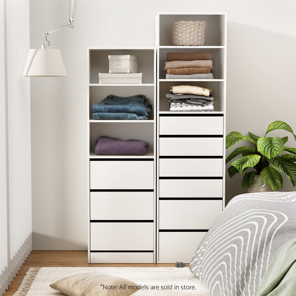 Artiss 3 Chest of Drawers Tallboy Cabinet White-Furniture > Bedroom > Dressers-PEROZ Accessories