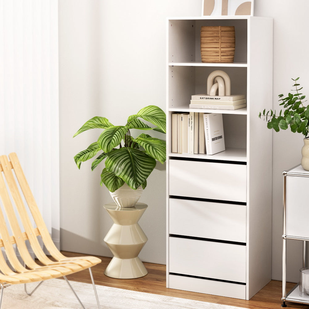 Artiss 3 Chest of Drawers Tallboy Cabinet White-Furniture > Bedroom > Dressers-PEROZ Accessories