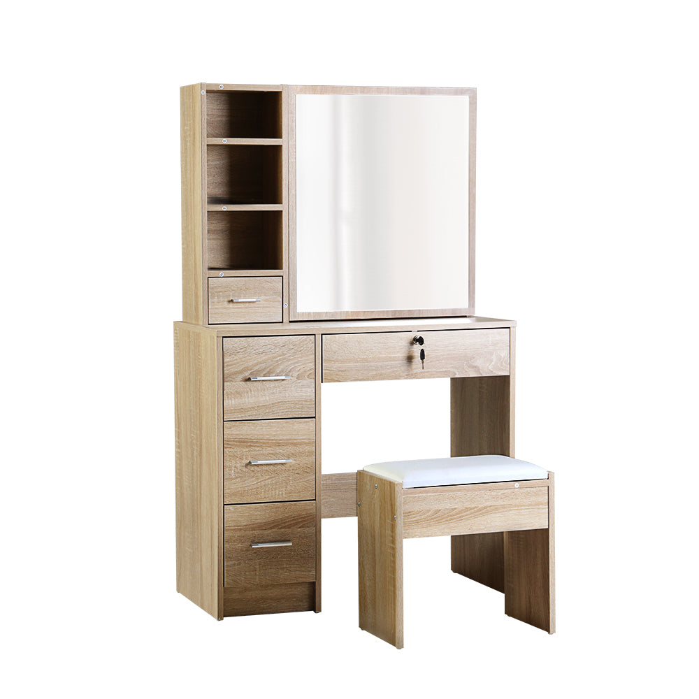 Artiss Dressing Table Stool Set Sliding Mirror Oak Diane-Dressing Tables-PEROZ Accessories