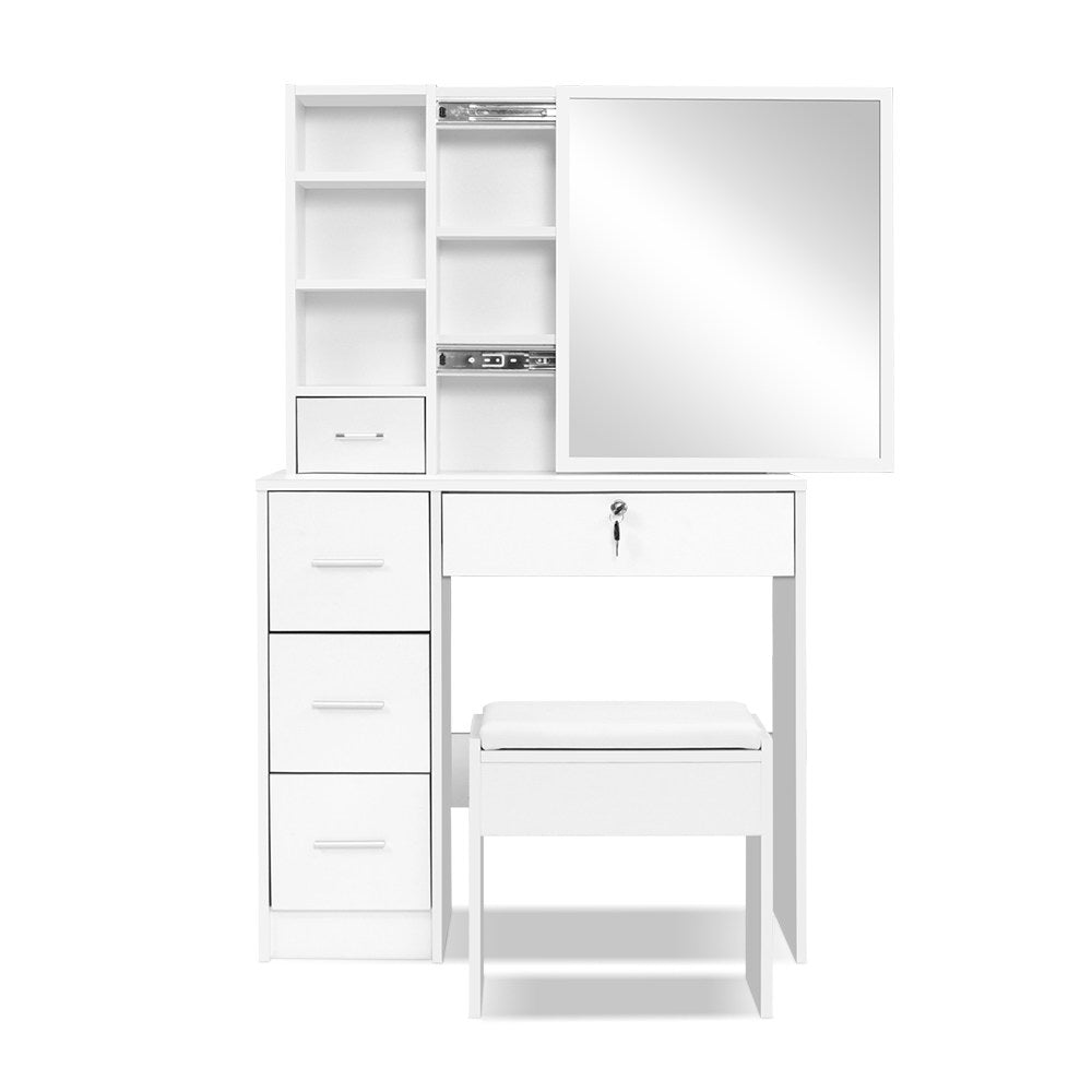 Artiss Dressing Table Stool Set Sliding Mirror White Diane-Dressing Tables-PEROZ Accessories