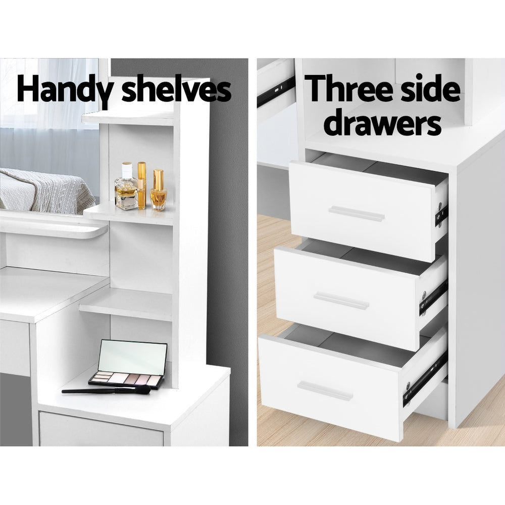 Artiss Dressing Table Stool Set 4 Drawers White-Dressing Tables-PEROZ Accessories