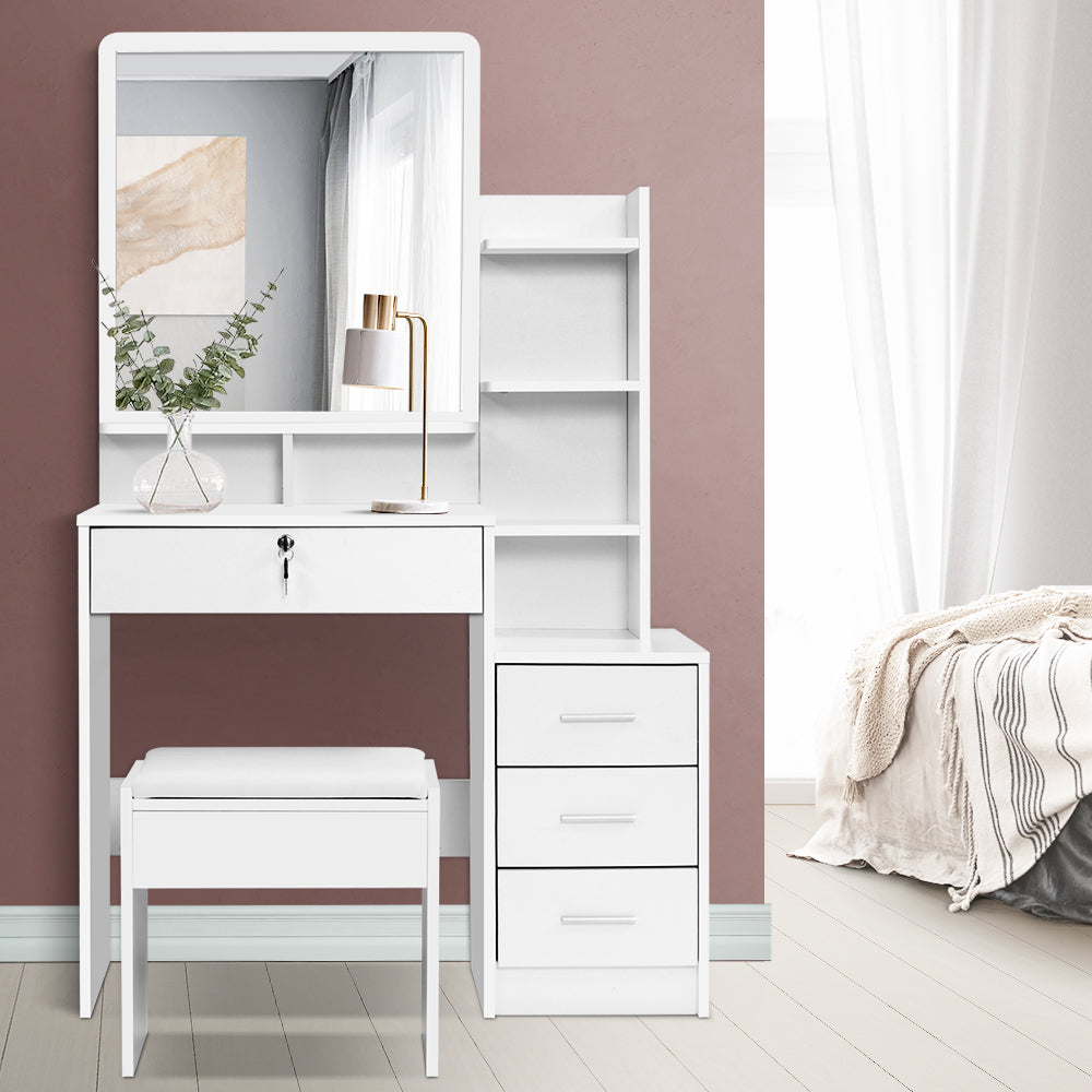 Artiss Dressing Table Stool Set 4 Drawers White-Dressing Tables-PEROZ Accessories