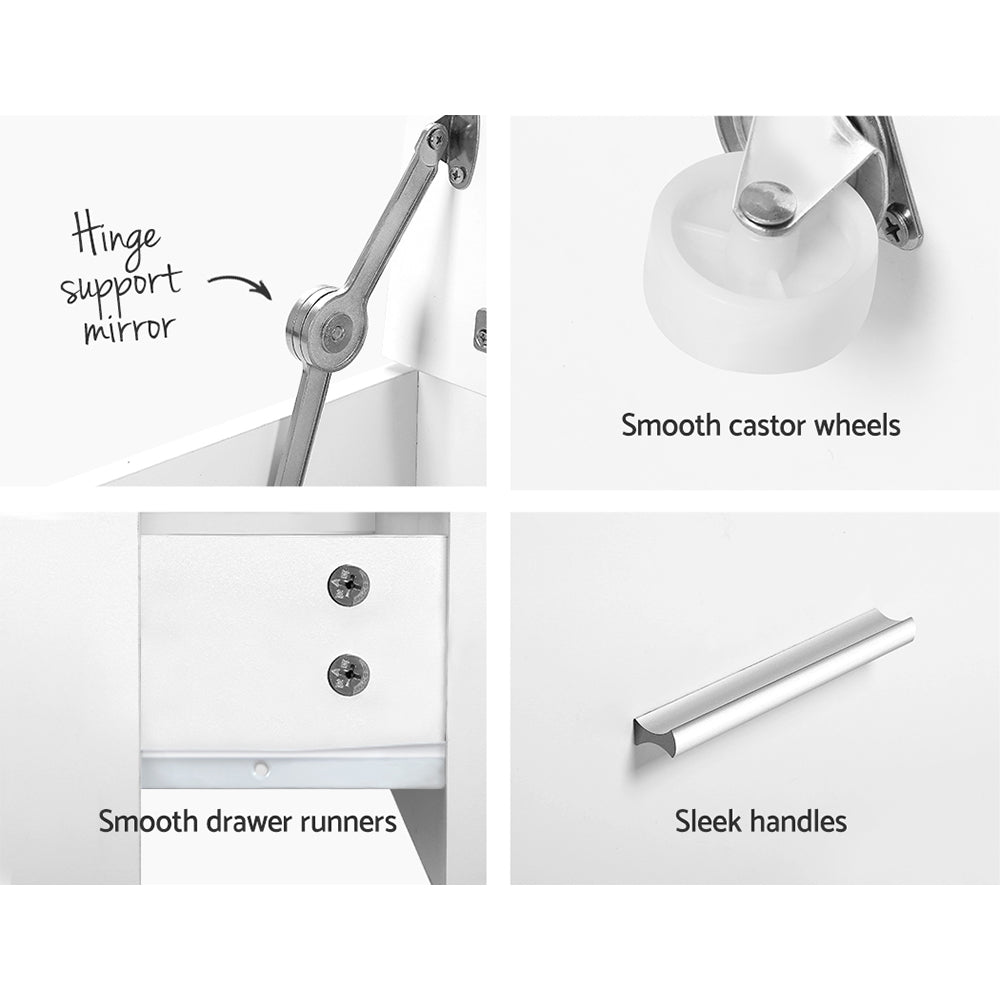 Artiss 2-in-1 Dressing Table Stool Set Bedside Table White-Bedside Tables-PEROZ Accessories