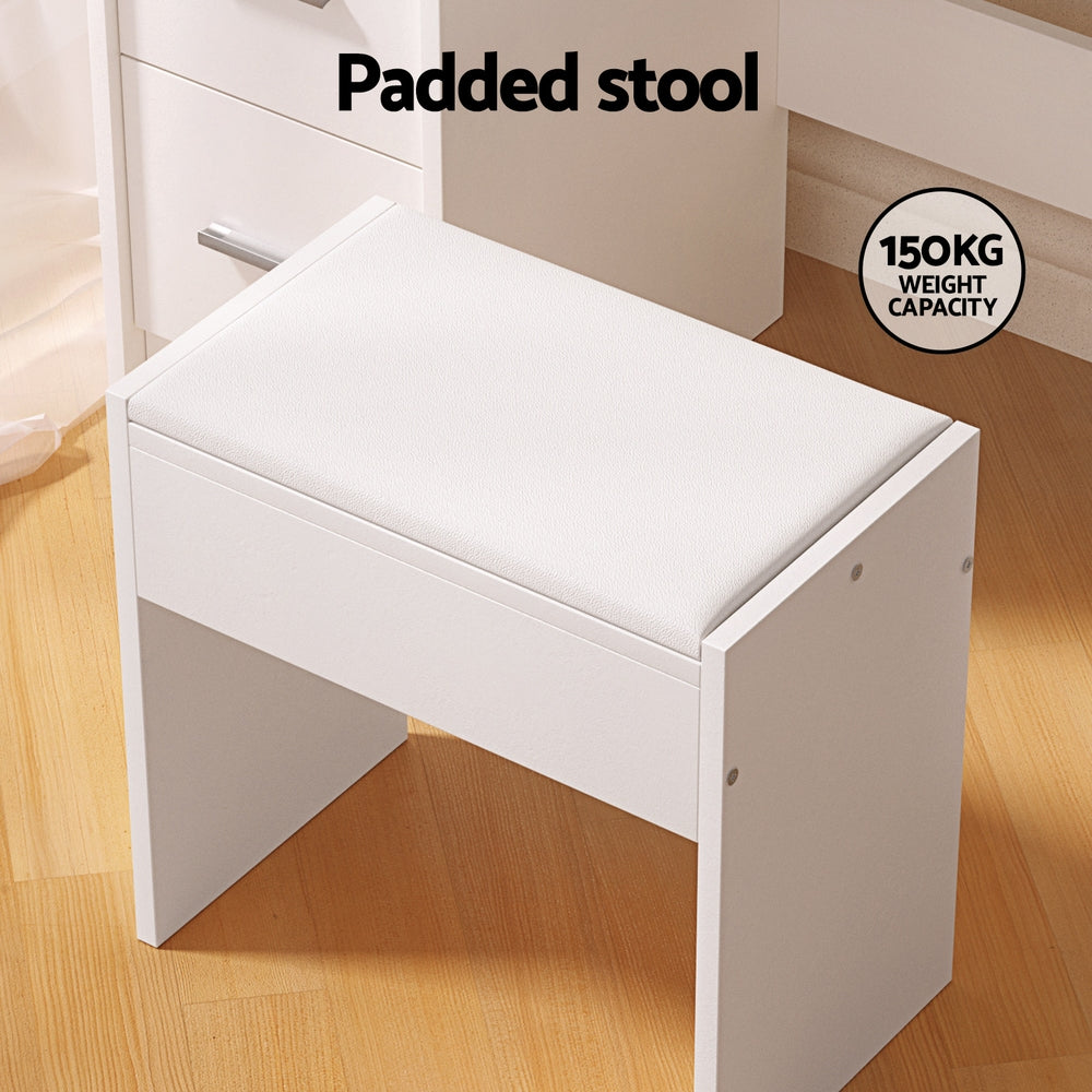 Artiss Dressing Table Set Stool 10 Led Bulbs White Dylan-Furniture > Bedroom-PEROZ Accessories