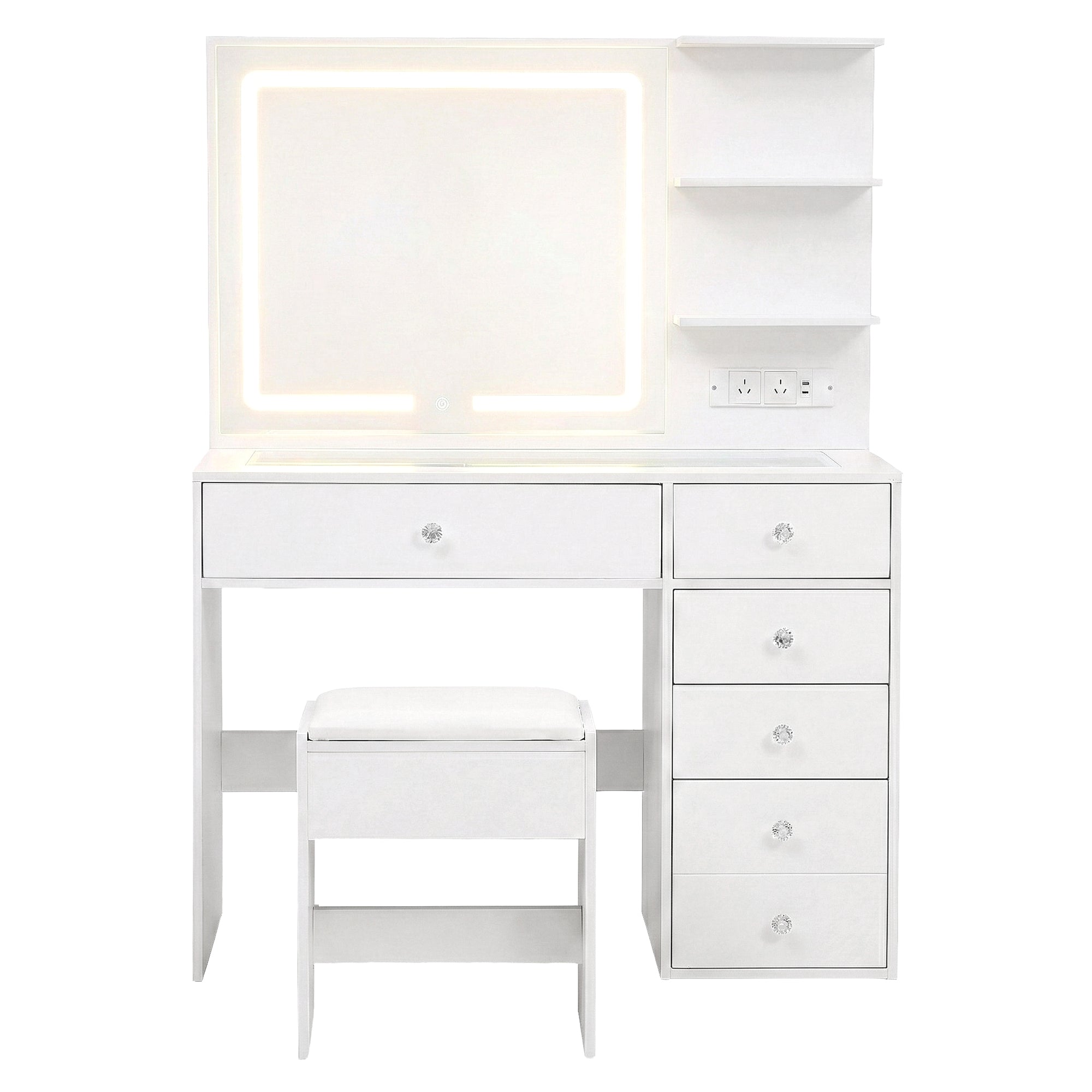 Artiss Dressing Table LED Vanity Desk Set Stool White-Furniture > Bedroom > Dressing Vanity & Dressing Tables-PEROZ Accessories