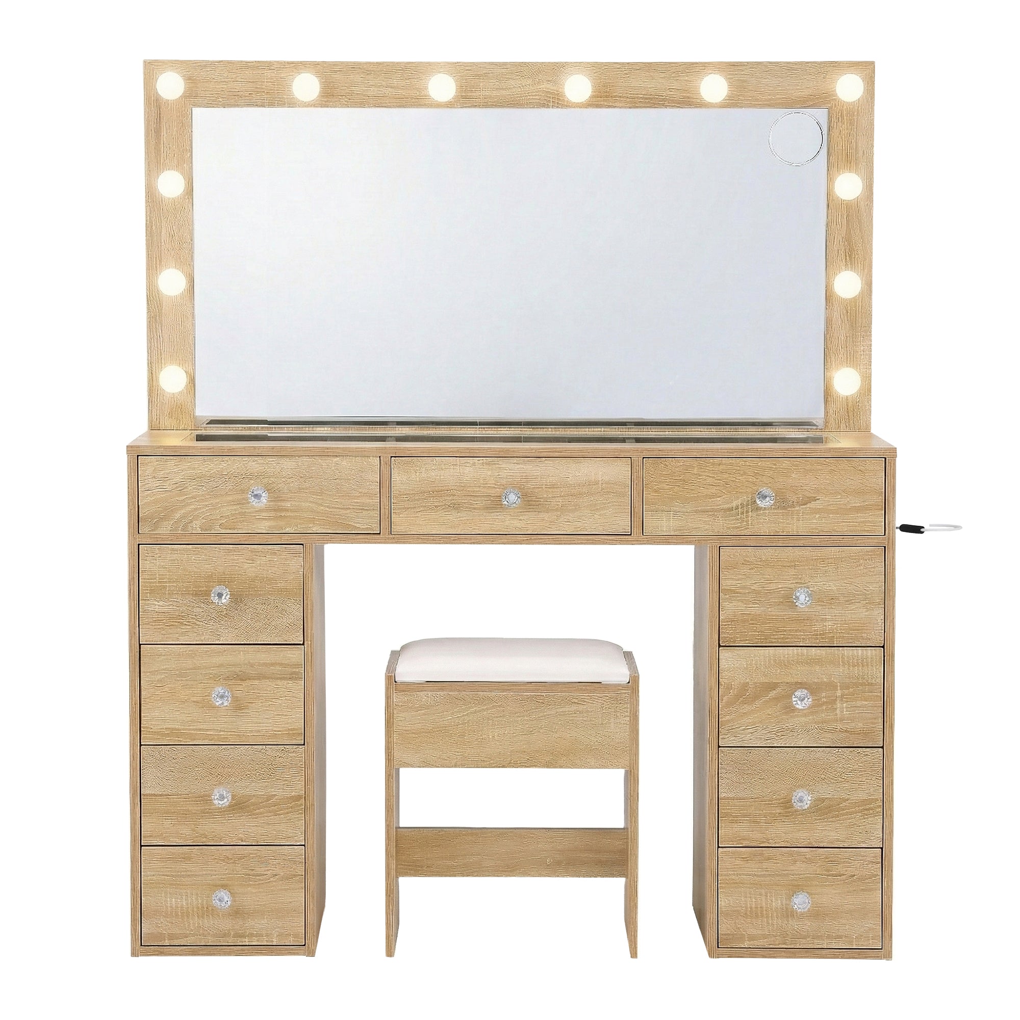 Artiss Dressing Table Vanity Desk Set Stool LED Bulbs Wood-Furniture > Bedroom > Dressing Vanity & Dressing Tables-PEROZ Accessories