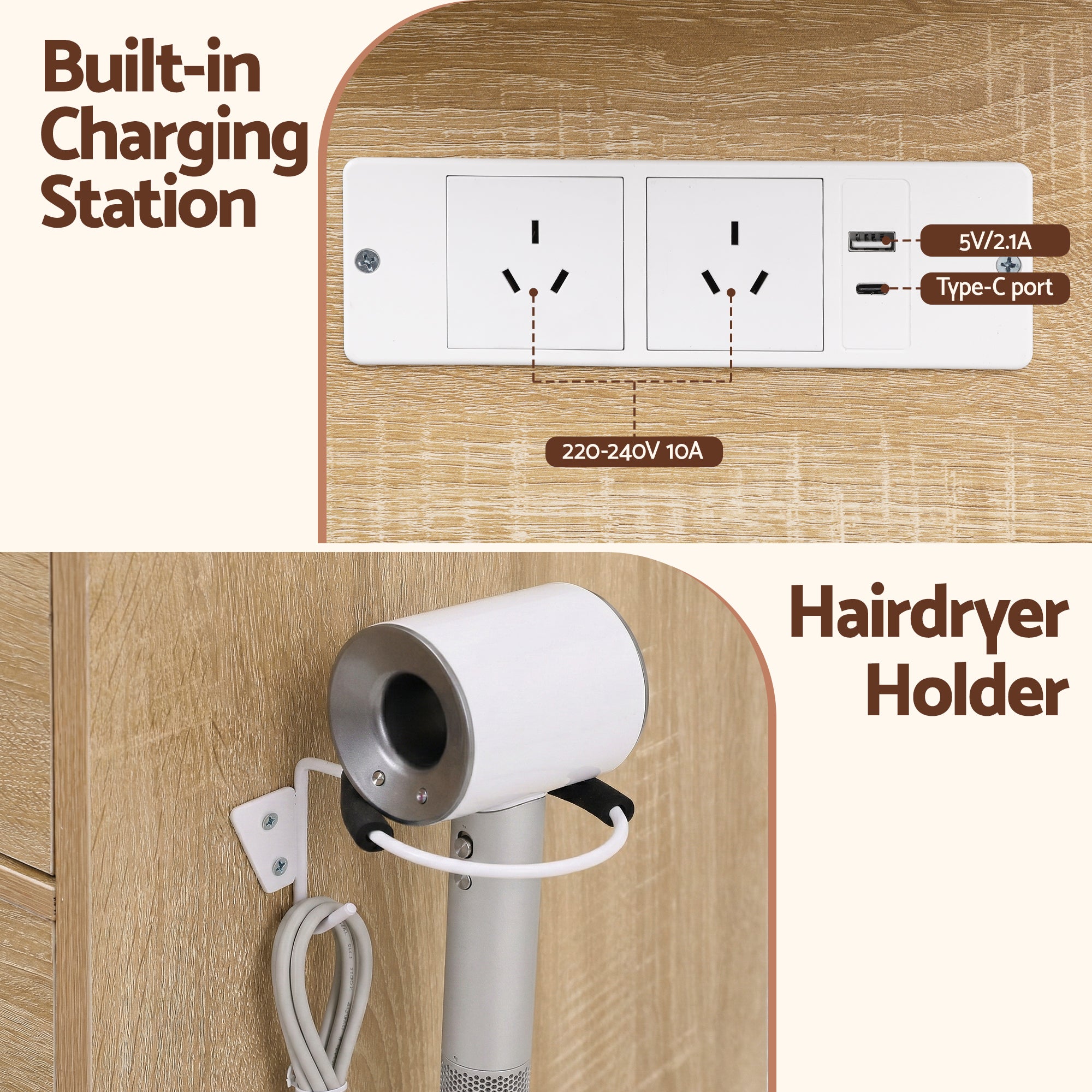 Artiss Dressing Table Vanity Desk Set 10 LED Bulbs RGB Light Wood-Furniture > Bedroom > Dressing Vanity & Dressing Tables-PEROZ Accessories