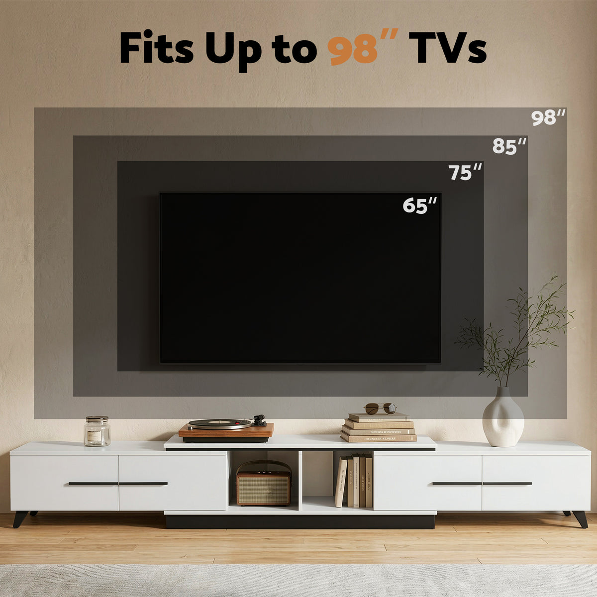 Artiss Extendable TV Cabinet Entertainment Unit Stand White-Furniture > Living Room > TV Units-PEROZ Accessories