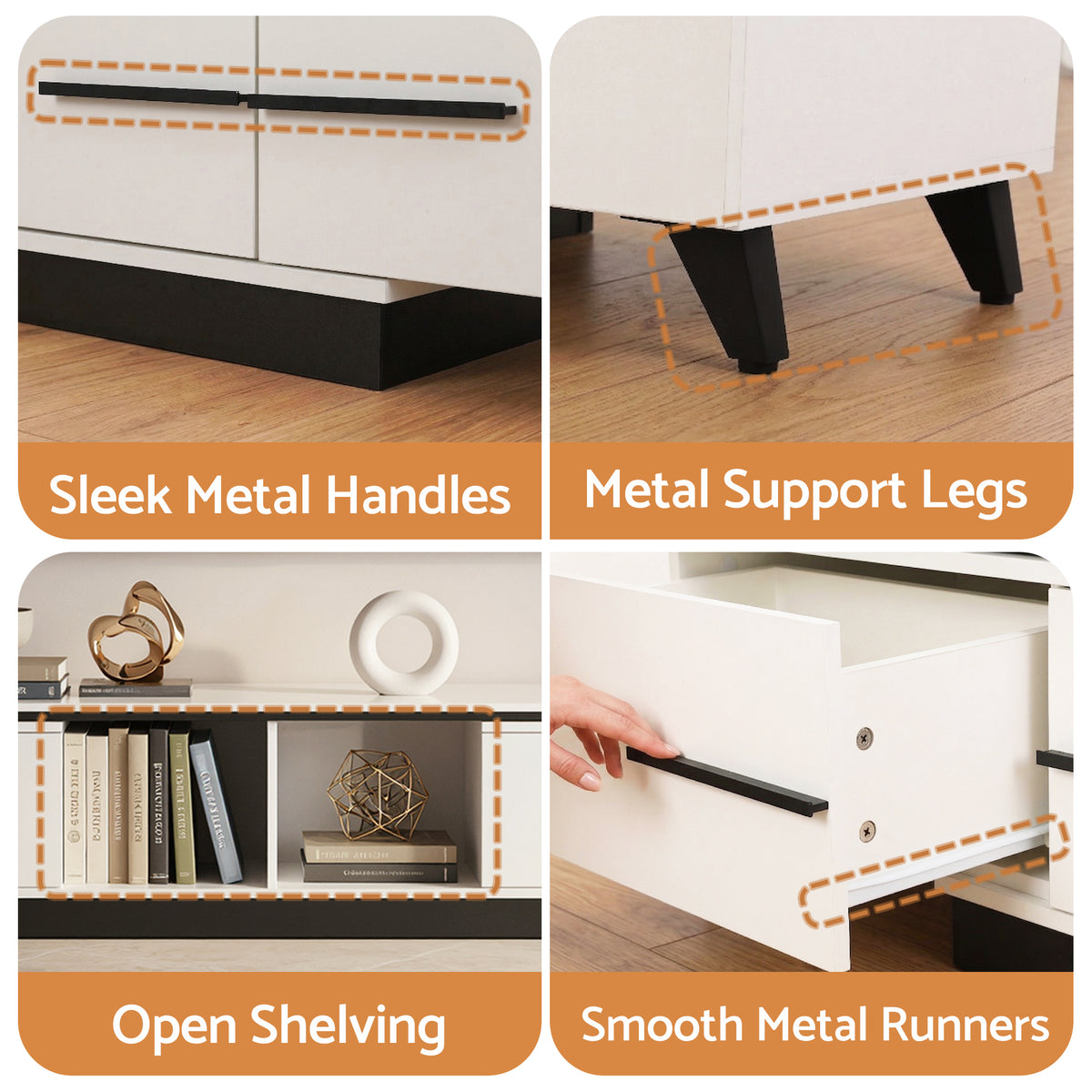 Artiss Extendable TV Cabinet Entertainment Unit Stand White-Furniture > Living Room > TV Units-PEROZ Accessories