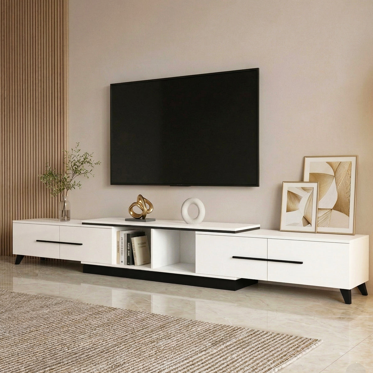 Artiss Extendable TV Cabinet Entertainment Unit Stand White-Furniture > Living Room > TV Units-PEROZ Accessories