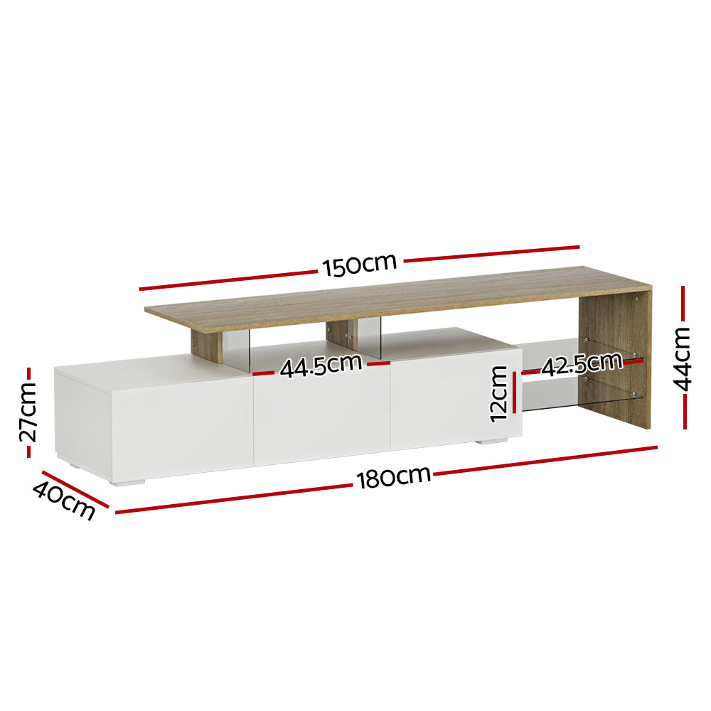 Artiss TV Cabinet Entertainment Unit 180cm Wood White James-Entertainment Units-PEROZ Accessories