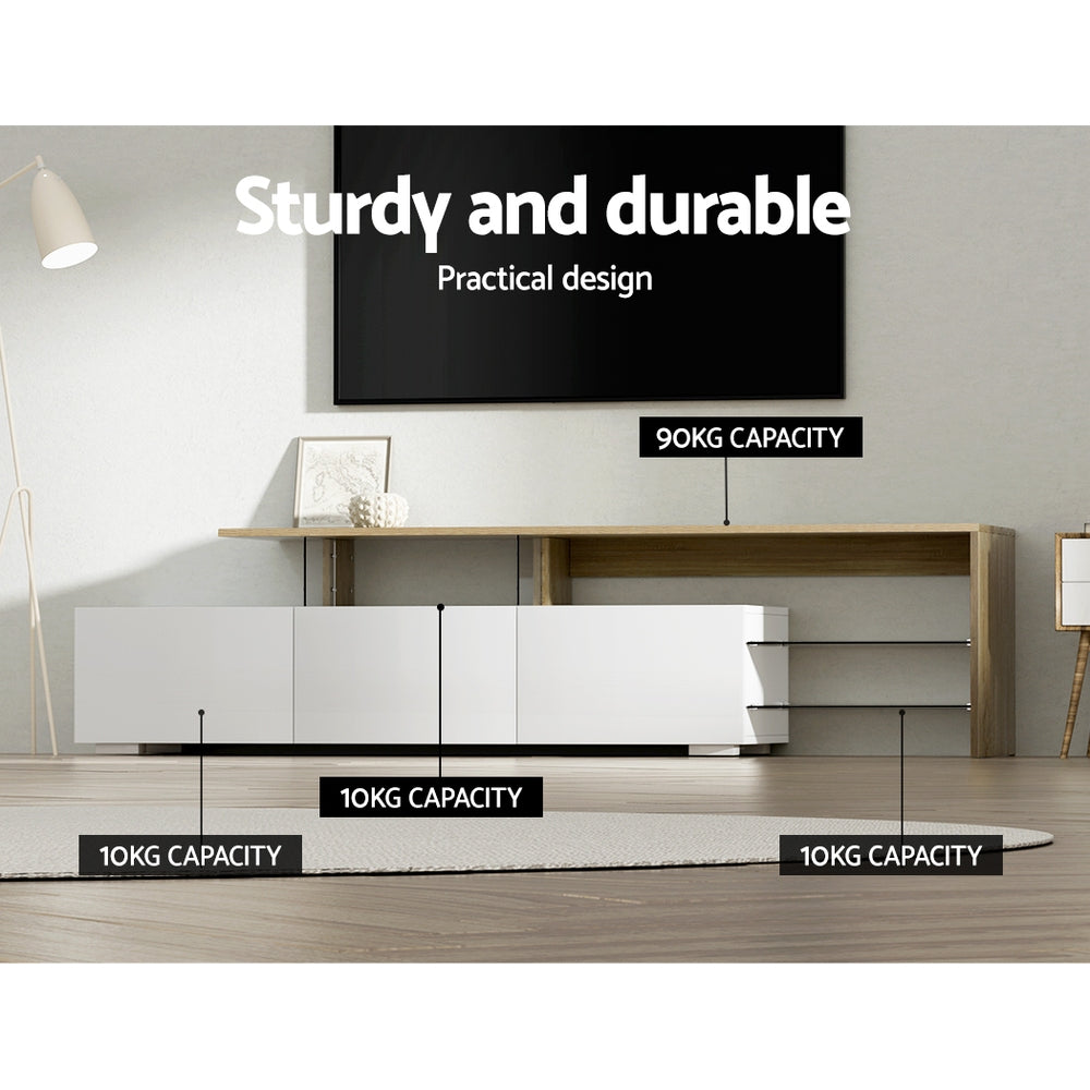 Artiss TV Cabinet Entertainment Unit 180cm Wood White James-Entertainment Units-PEROZ Accessories