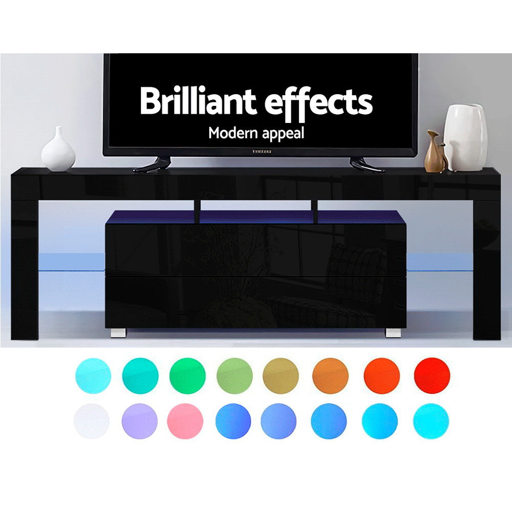 Artiss Entertainment Unit TV Cabinet LED 160cm Black Elo-Entertainment Units-PEROZ Accessories