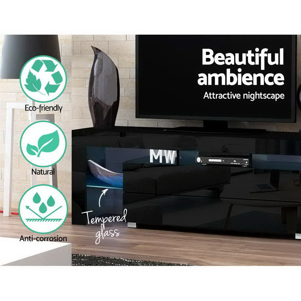 Artiss Entertainment Unit TV Cabinet LED 160cm Black Elo-Entertainment Units-PEROZ Accessories