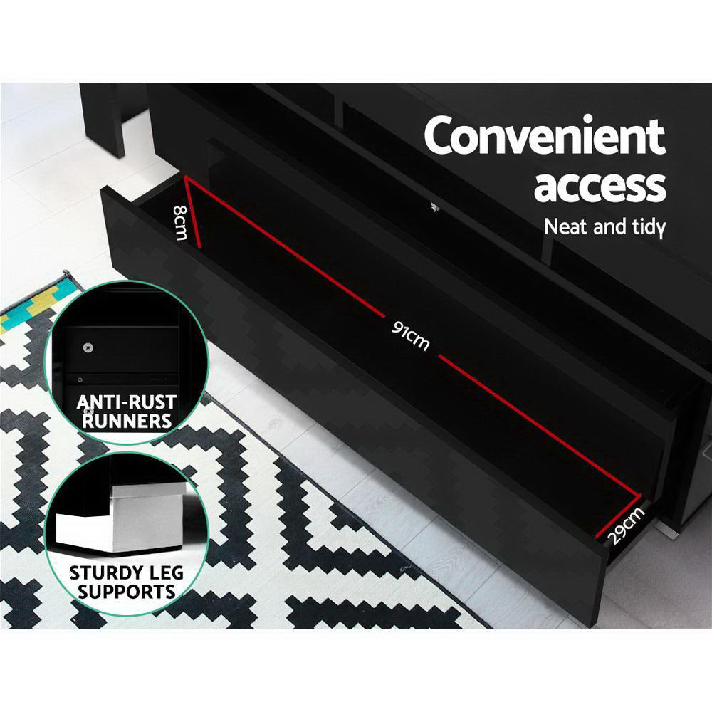 Artiss Entertainment Unit TV Cabinet LED 160cm Black Elo-Entertainment Units-PEROZ Accessories