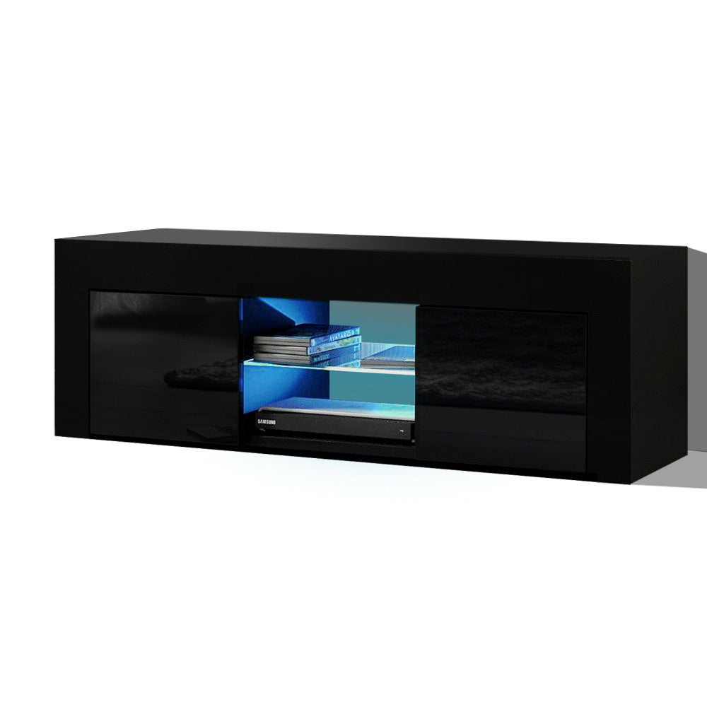 Artiss Entertainment Unit TV Cabinet LED 130cm Black Angus-Entertainment Units-PEROZ Accessories